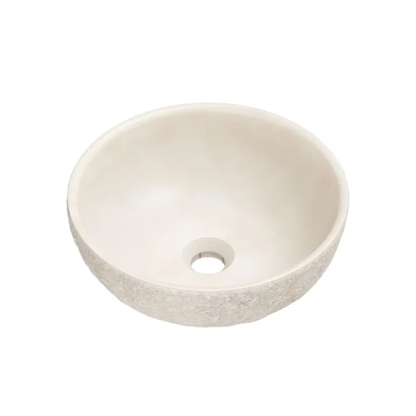 Cubico Bueno Concrete Round Basin 360mm Raw Stone Texture Cream