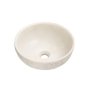 Cubico Bueno Concrete Round Basin 360mm Raw Stone Texture Cream