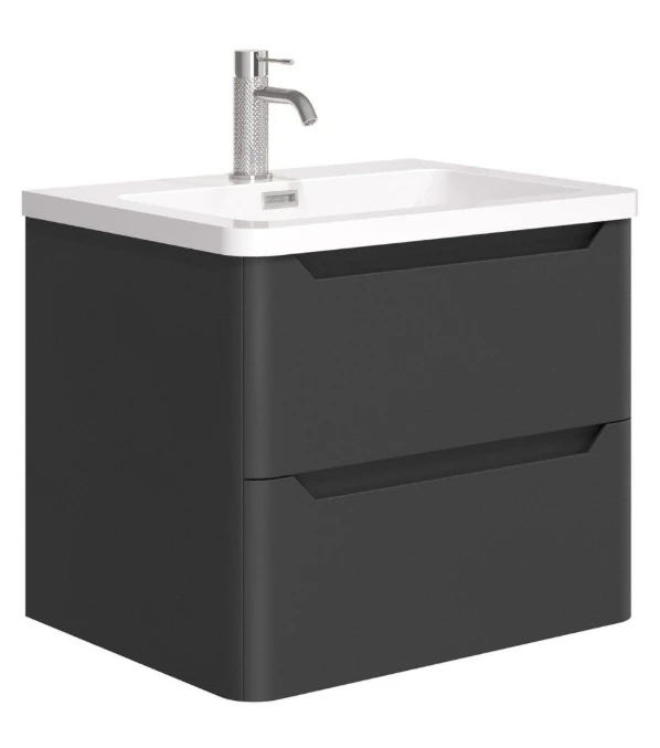 Cubico Eclipse Matt Black 600mm Wall Hung Vanity Unit