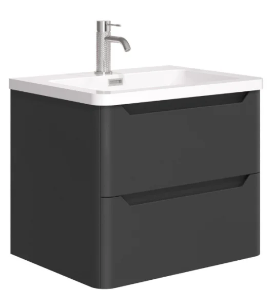 Cubico Eclipse Matt Black 600mm Wall Hung Vanity Unit