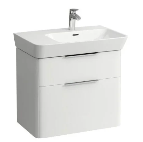 Laufen Vanity Unit. 655 X 395 X 565mm. Vanity Unit With Two Drawers For Washbasin 8.1754.1 Left (incl.organiser). Matt White product image - Image 1