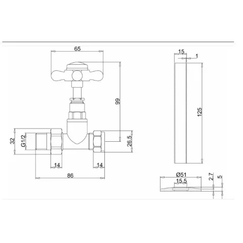 Burlington Burlington Chrome Straight Radiator Valves With Cross Heads (pair) - Medici Indices detail view - Image 2