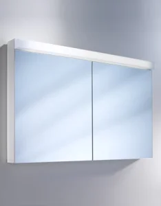 Schneider Low Line 2 Door 120/2/fl White Mirror Cabinet