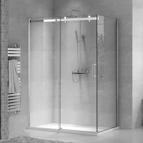 Showerlab View 31 Corner Enclosures Sliding Door + Fixed Panel + Return Panel Standard - Fixed Sizes Only 1142-1182mmx2000mm , Left Hand Door to Panel , H1 - The Curve , Chrome product image - Image 1