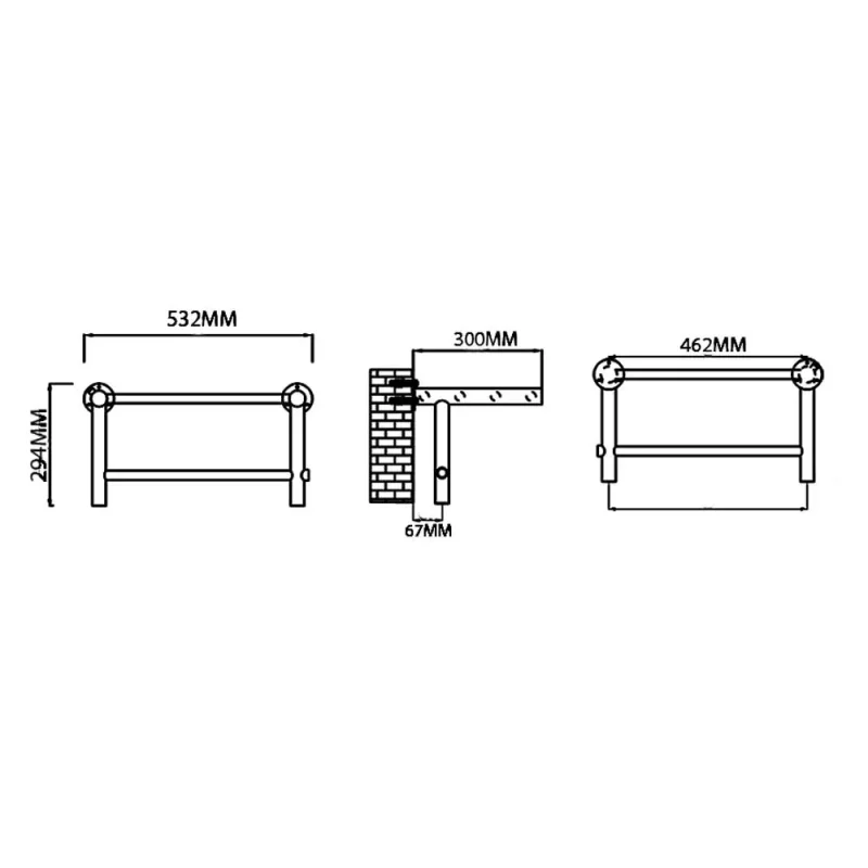 Reina Troisi 532 X 294 Stainless Steel Radiator technical drawing - Image 3