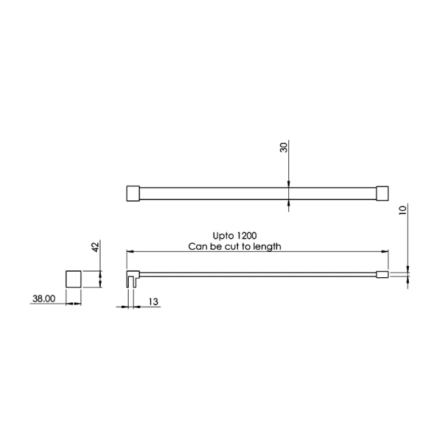 Abacus Wall Support Arm 1100mm Polished technical drawing - Image 2