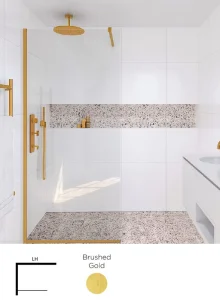 Showerlab View 01 Walk- In Enclosure Fixed Panel Standard - Fixed Sizes Only 881-895mmx2000mm , Left Hand , Brushed Gold