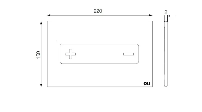 Oli Oceania Mechanical Glass White Polished Glass Button TD technical drawing - Image 2