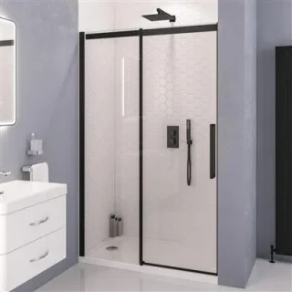 Eastbrook Corniche 2000x1000 8mm Semi-frameless Sliding Door Matt Black