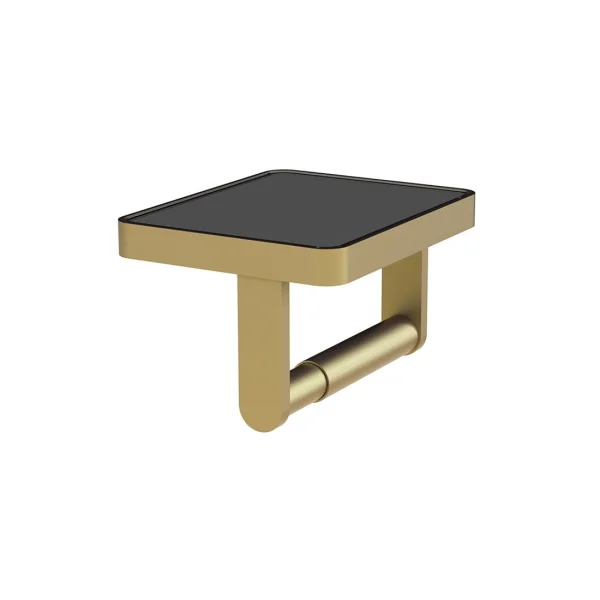 Vado Paper Holder With Black Glass Satin Brass