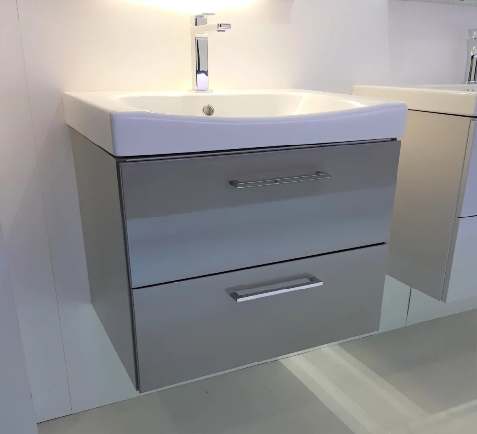 Faeber Venice 60cm Grey Stone Basin Vanity Unit detail view - Image 2