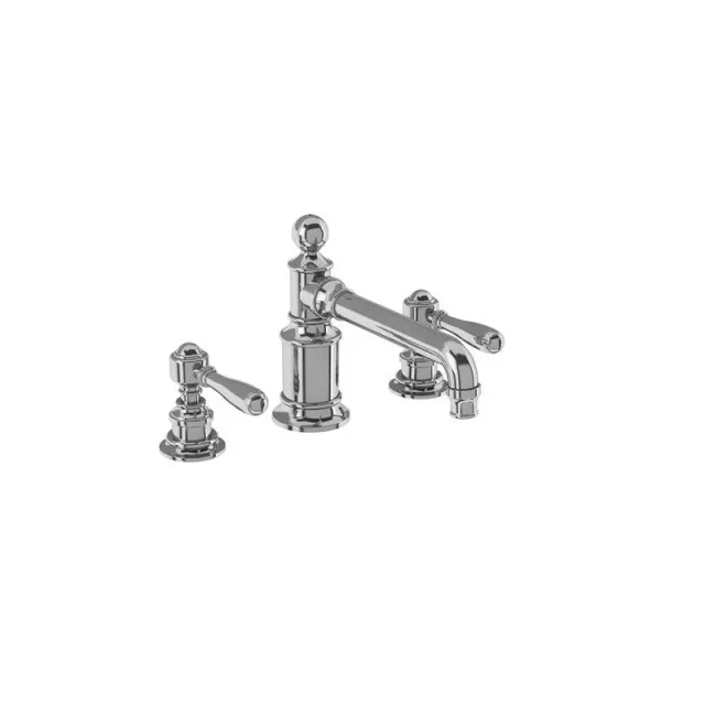 Arcade Three Hole Basin Mixer Taps - Deck Mounted Without Pop Up Waste - Chrome product image - Image 1
