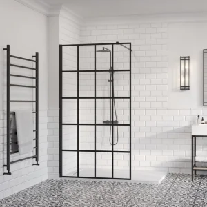 Drench Frame Lite Fixed Panel 1000x2100mm Clear Glass - Matt Black