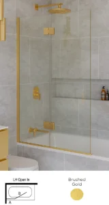 Showerlab Brushed Brass Bath Screen Folding in 2 Panel