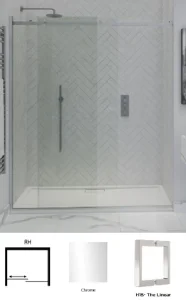 Showerlab View 30 Enclosures Sliding Door + Fixed Panel Standard - Fixed Sizes Only 1030-1070mmx2000mm , Right Hand , H15 - The Linar , Chrome