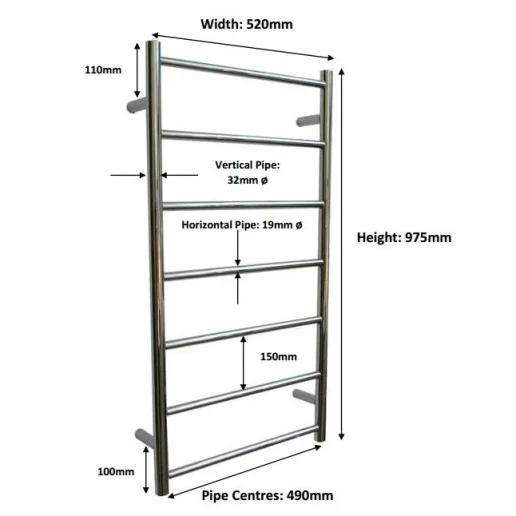 Jis Pevensey 975mm X 520mm Central Heating Satin Stainless Steel Radiator detail view - Image 3