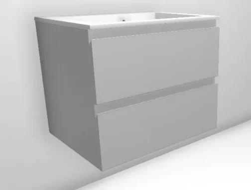 Faeber Mode 600mm 2 Drawer Basin Vanity Unit Ral 7047 Telegrey Gloss product image - Image 1