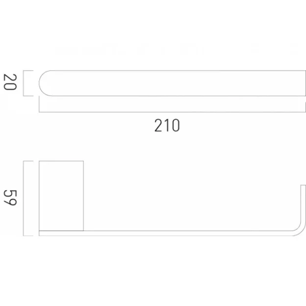 Vado Photon Small Towel Bar Wall Mounted Chrome technical drawing - Image 2