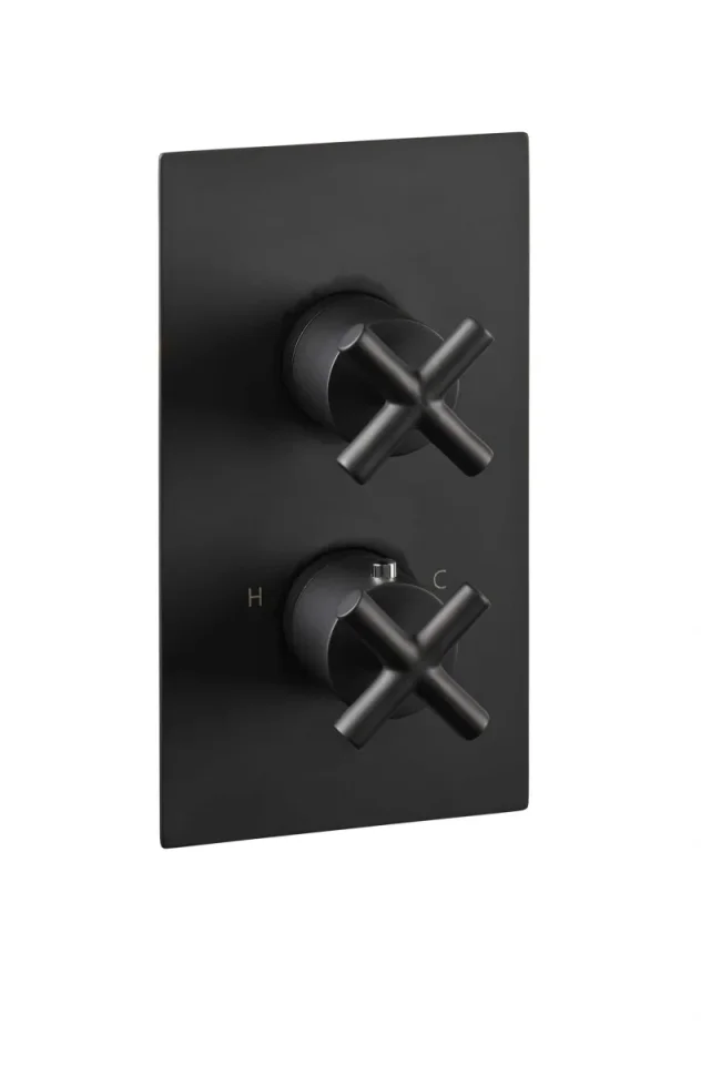 Just Taps Solex Concealed Thermo 1 Outlet Vertical Valve Matt Black product image - Image 1