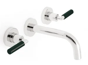 Vado Nuance 3 Hole Basin Mixer With 200mm Spout Wall Mounted With Black Handle