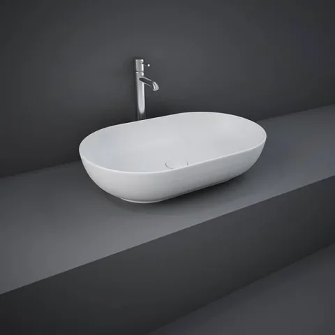 Rak Feeling 55cm Oval Counter Top Wash Basin In Matt White product image - Image 1