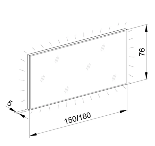 Schneider Illuminated Mirror Glow Hcl A/sp 180/hcl, Anodised technical drawing - Image 2