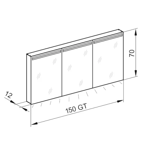 Schneider Mirror Cabinet Aranga Tw Ara 150/3/gt/tw, Anodised technical drawing - Image 2