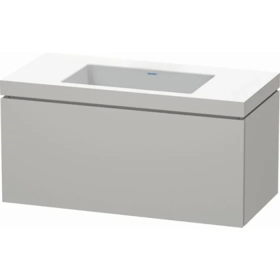 Duravit L-Cube 1000mm Vanity Unit with Inset Basin and 2 Drawers Concrete Matt Grey product image - Image 1