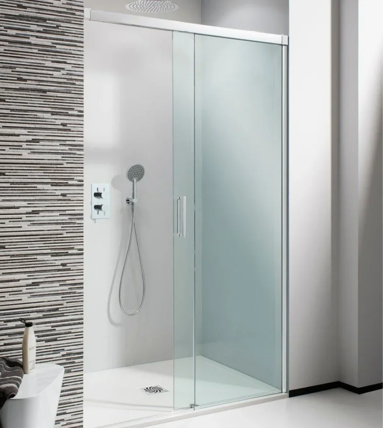 Crosswater Design 8 Soft Close Sliding 8mm Shower Door 1700mm Silver detail view - Image 3