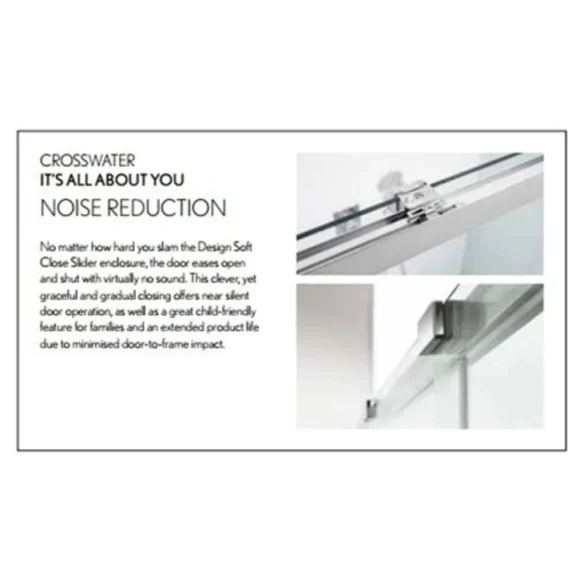 Crosswater Design 8 Soft Close Sliding 8mm Shower Door 1700mm Silver detail view - Image 6