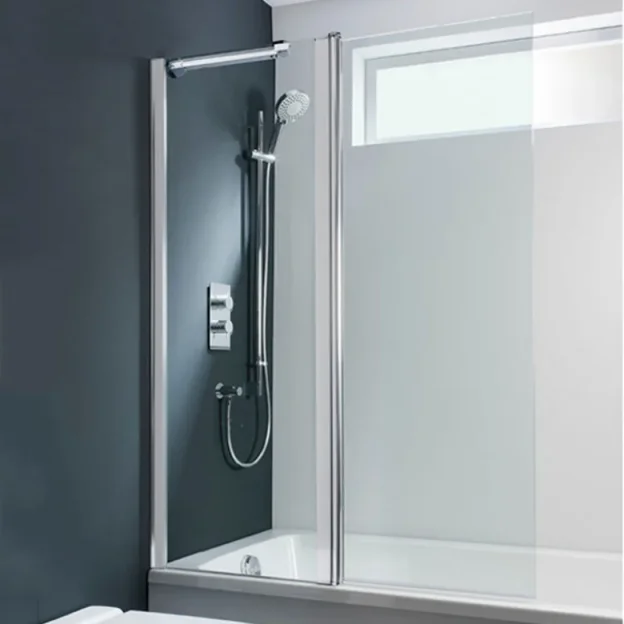 Crosswater Design Double Bath Screen Silver detail view - Image 2
