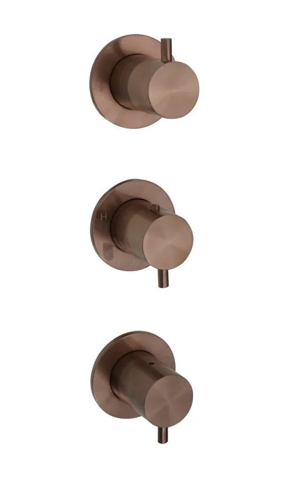 Just Taps Vos Modular 3 Handle 3 Outlet Thermostatic Shower Valve Brushed Bronze product image - Image 1