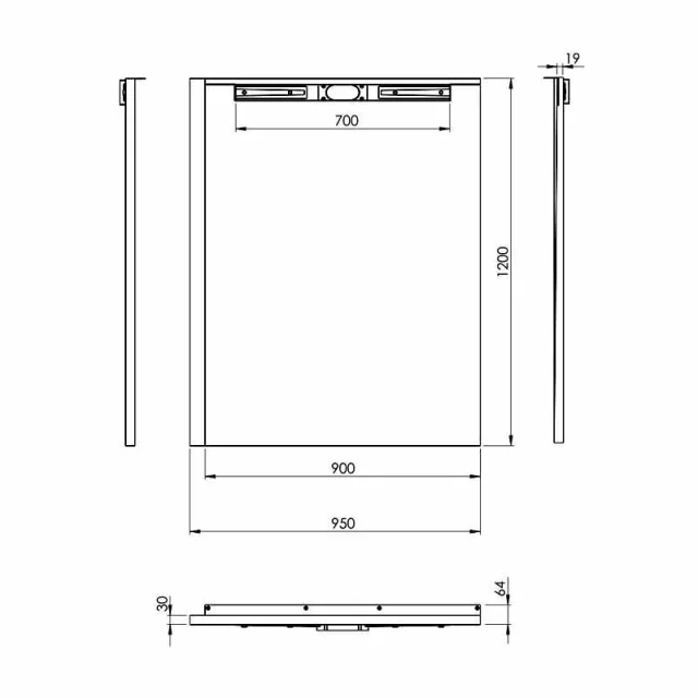 Abacus Elements Infinity Tray Kit 1200x950 Right Hand technical drawing - Image 3