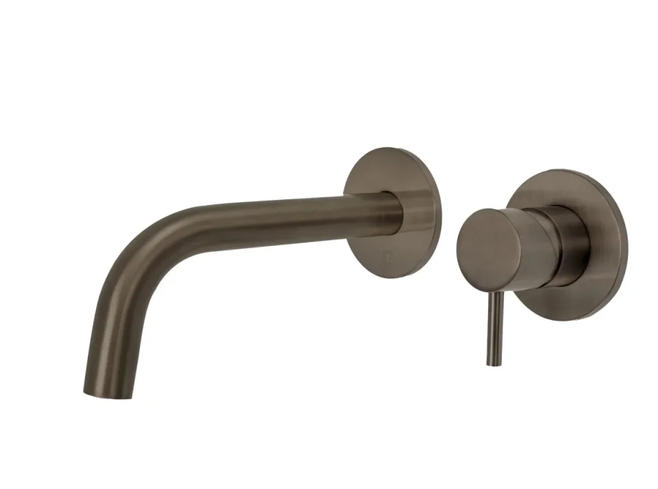 Just Taps Vos Single Lever Wall Mounted Basin Mixer Tap 200mm Spout Brushed Bronze product image - Image 1