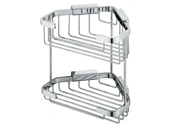 Vado Basket Large Double Triangular Corner Wall Mounted Chrome detail view - Image 2