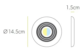Hib Cyclone Wet Room Inline Fan, White - Warm White Led 14.5 X D1.5cm technical drawing - Image 2