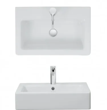 Crosswater Air Wall Mounted Basin 600 With Overflow White detail view - Image 2