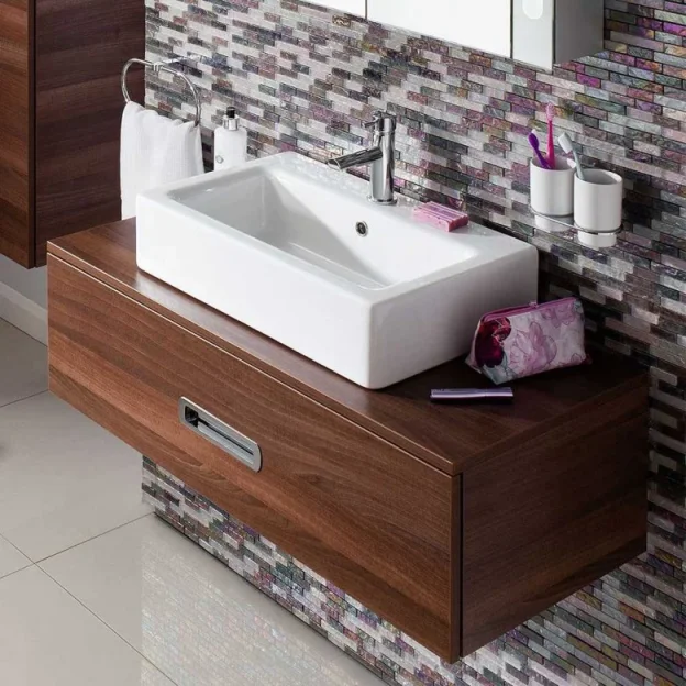 Crosswater Air Wall Mounted Basin 600 With Overflow White detail view - Image 3