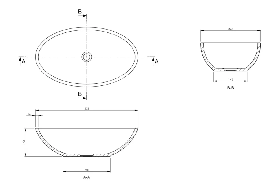 Bc Designs Tasse/gio Basin 575 X 145 Industrial Grey detail view - Image 3
