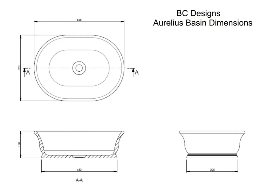 Bc Designs Bampton/aurelius Basin 535 X 390 Powder Blue detail view - Image 3
