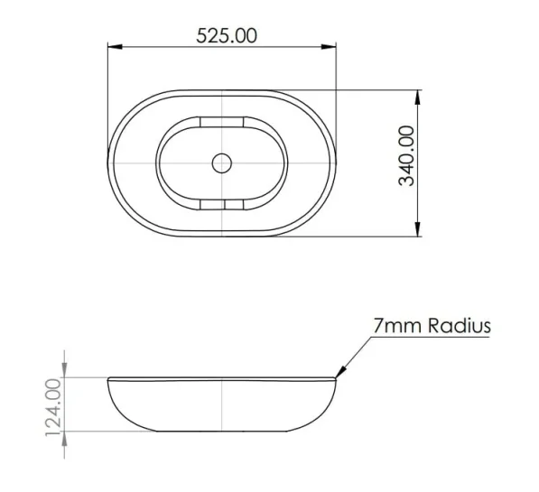 Bc Designs Crea Basin 575 X 145 Powder Grey detail view - Image 2