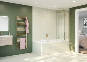 Crosswater Optix Hinged Bath Screen With Inline Panel 180 Left Handed Brushed Brass