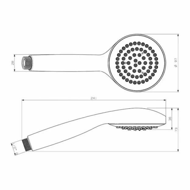 Crosswater Wisp Single Function Head Chrome technical drawing - Image 3