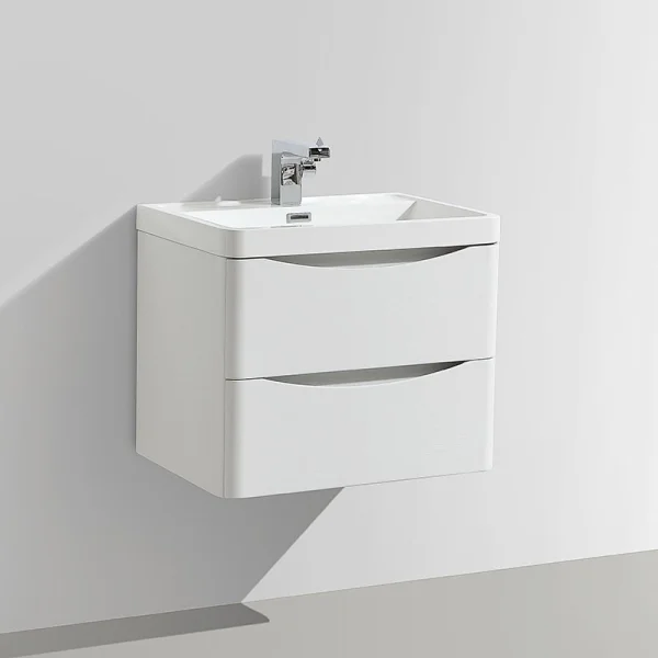 Cubico Envy Wall Mounted 600mm Vanity Unit Gloss White