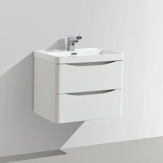 Cubico Envy Wall Mounted 600mm Vanity Unit Gloss White product image - Image 1