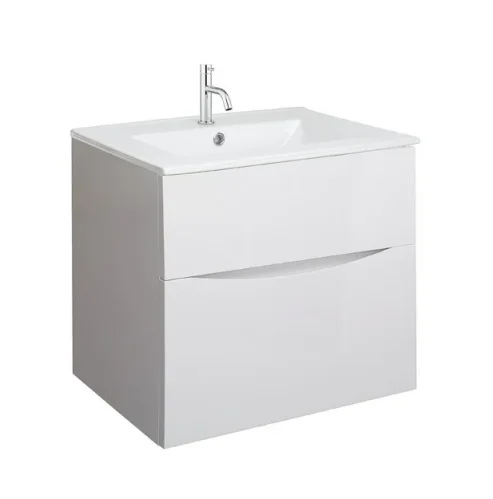 Crosswater Glide Ii 2 Drawer Basin Unit 600 White Gloss product image - Image 1