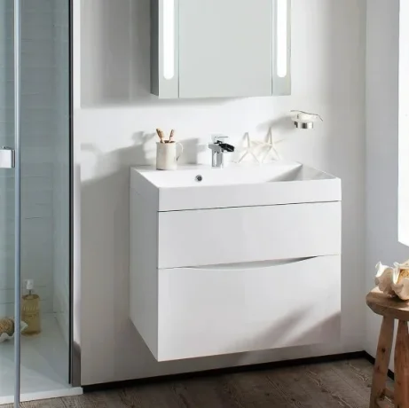 Crosswater Glide Ii 2 Drawer Basin Unit 600 White Gloss detail view - Image 2
