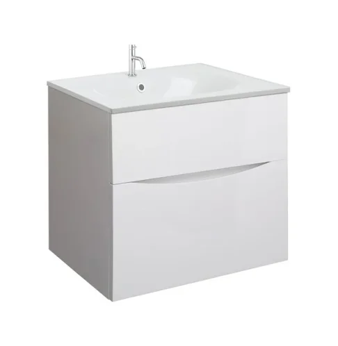 Crosswater Glide Ii 2 Drawer Basin Unit 600 White Gloss detail view - Image 5