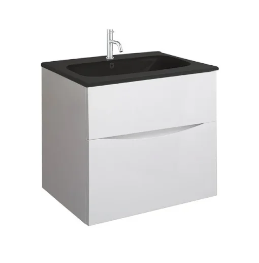 Crosswater Glide Ii 2 Drawer Basin Unit 600 White Gloss detail view - Image 7