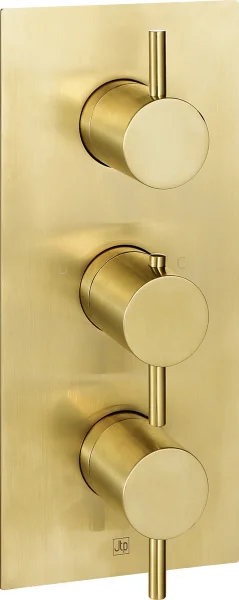 Just Taps Vos Thermostatic Concealed 3 Outlet Shower Valve Brushed Brass